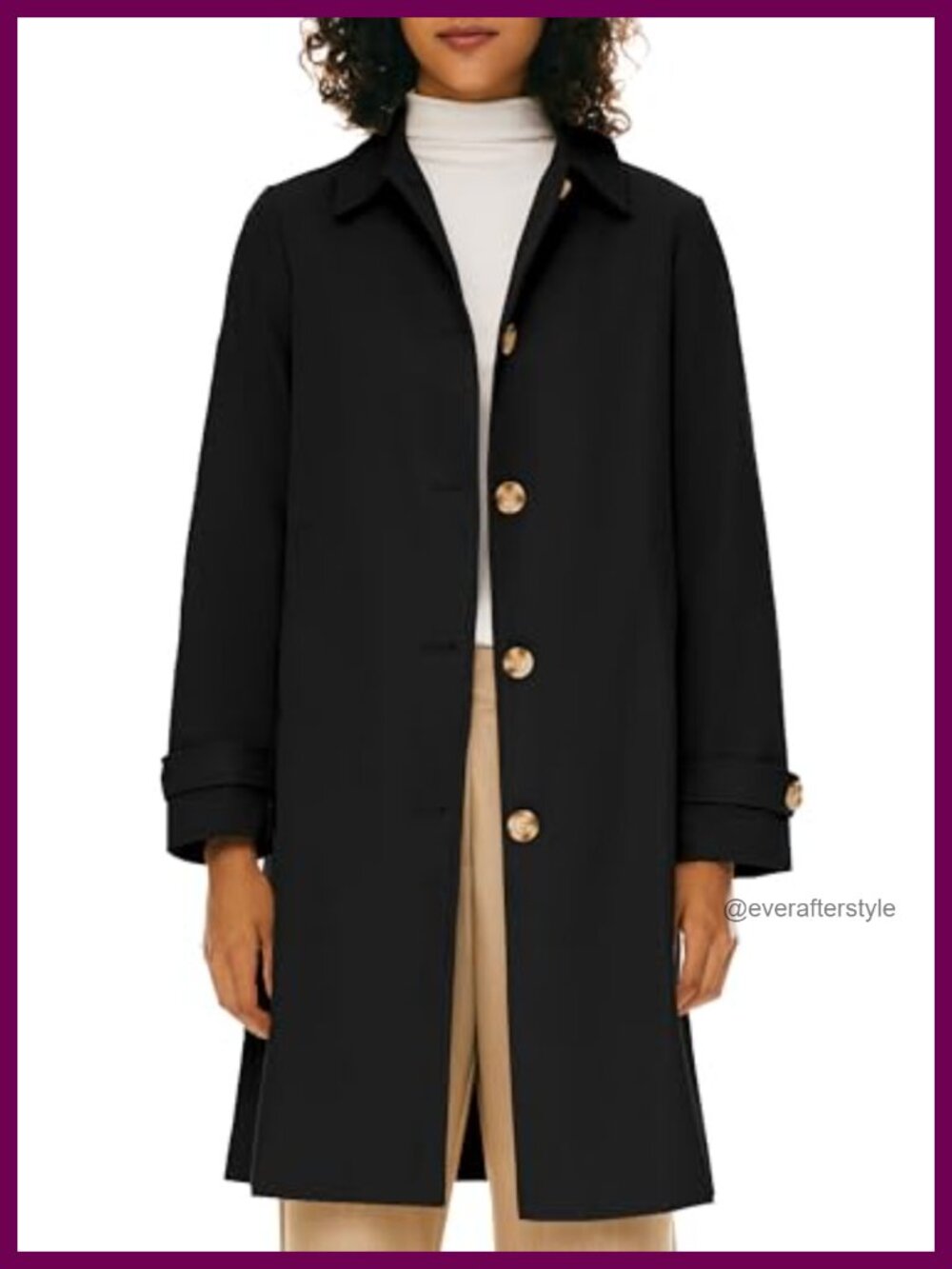 Classic Single Breasted Mid-Long Trench Coat with Lapel Collar